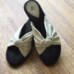 Caper white slide heeled sandal